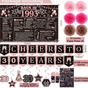 30th Bday Decorations (1993) and wine glass